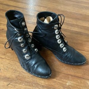 Freda Salvador Ace Studded Lace-up Boots black leather